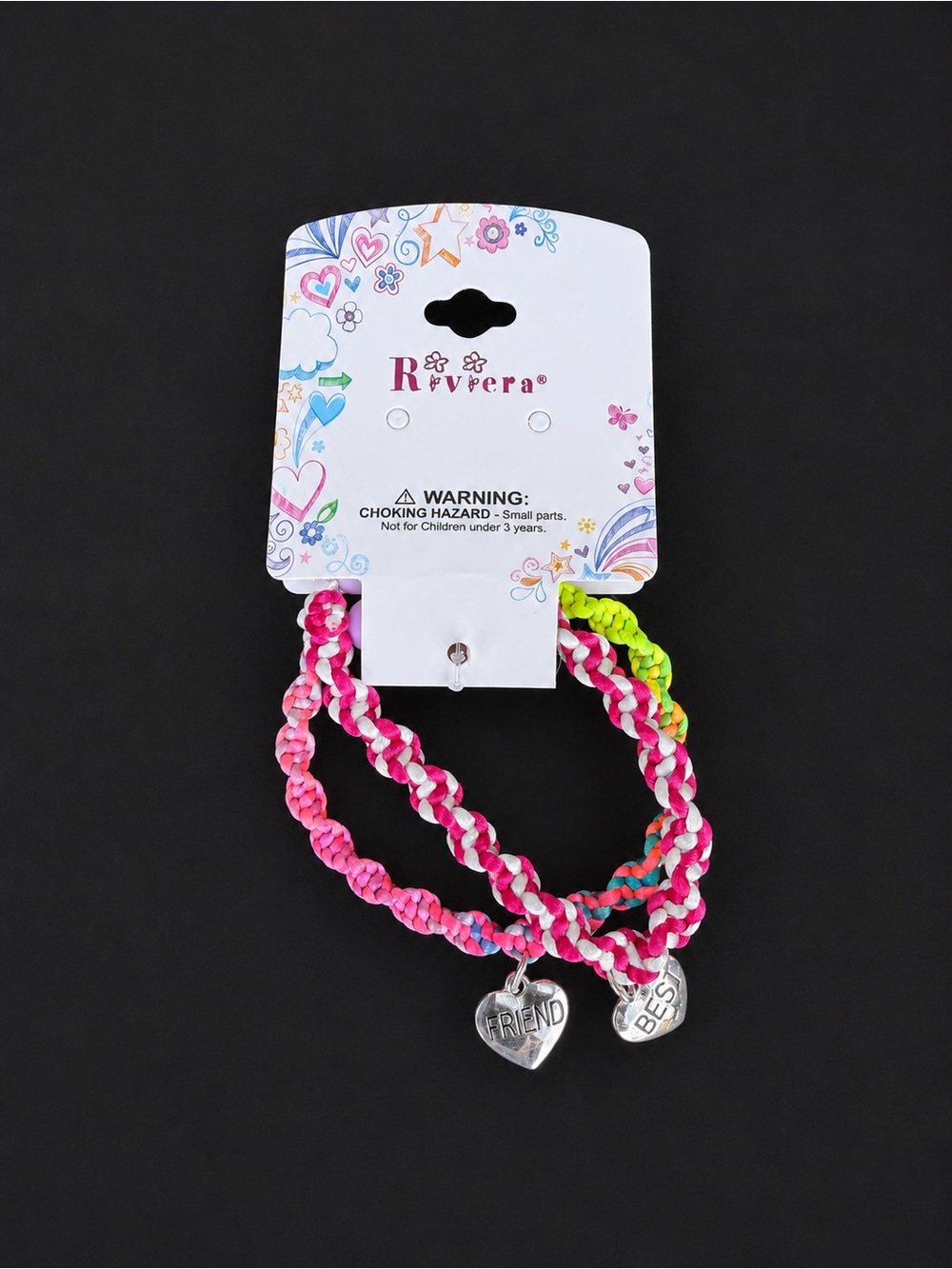 Riviera Neon Pink Braided Best Friend Charm Bracelets